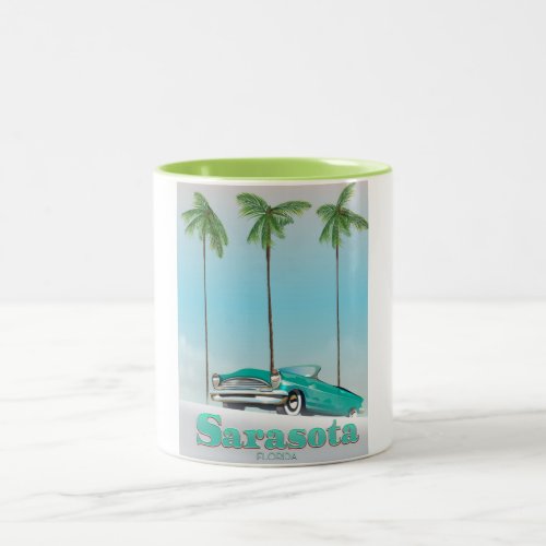Sarasota Florida Vintage style travel poster Two_Tone Coffee Mug