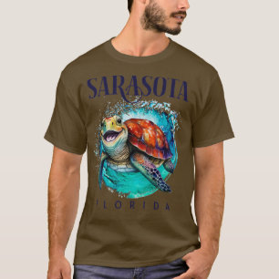 Sarasota Florida Watercolor Happy Sea Turtle T-Shirt