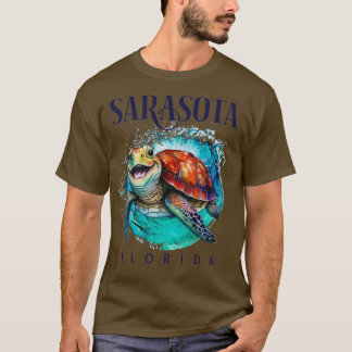 Sarasota Florida Watercolor Happy Sea Turtle T-Shirt