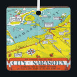 Sarasota Ornament<br><div class="desc">A vintage map of the City of Sarasota repurposed on an ornament.</div>
