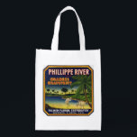 Sarasota  Phillippe River Label Grocery Bag<br><div class="desc">A fantastic gift bag, grocery bag, book bag with a vintage citrus crate label. The Phillippe River one is a Sarasota, Florida label that is quite rare. What a lovely way to save wrapping paper by giving a gift inside the bag. These reusable bags last forever! We use them as...</div>