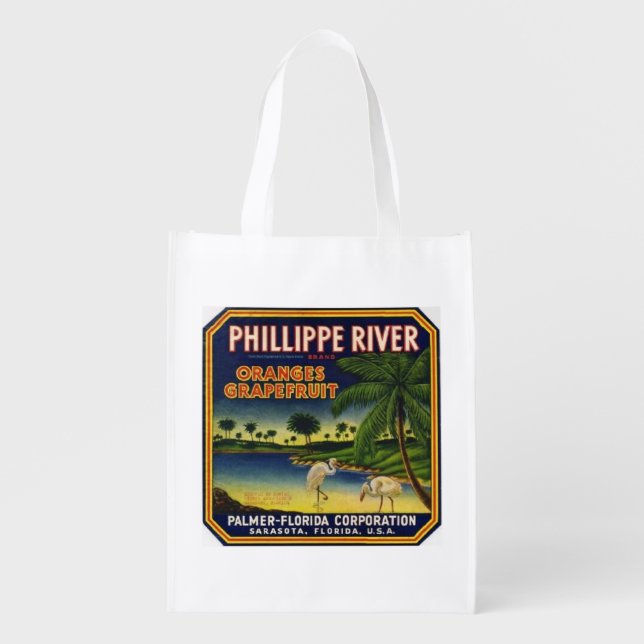 Sarasota  Phillippe River Label Grocery Bag (Front)