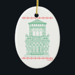 Sarasota Ringling Landmark Ornament<br><div class="desc">For holiday giving or anytime -The Tower of Ca'Da'Zan drawing  by artist dagdart printed on an oval ceramic ornament.  The landmark is the jewel of Sarasota,  Florida.  The former residence of John and Mable Ringling and now a sought after wedding venue.</div>