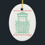 Sarasota Ringling Landmark Ornament<br><div class="desc">For holiday giving or anytime -The Tower of Ca'Da'Zan drawing  by artist dagdart printed on an oval ceramic ornament.  The landmark is the jewel of Sarasota,  Florida.  The former residence of John and Mable Ringling and now a sought after wedding venue.</div>