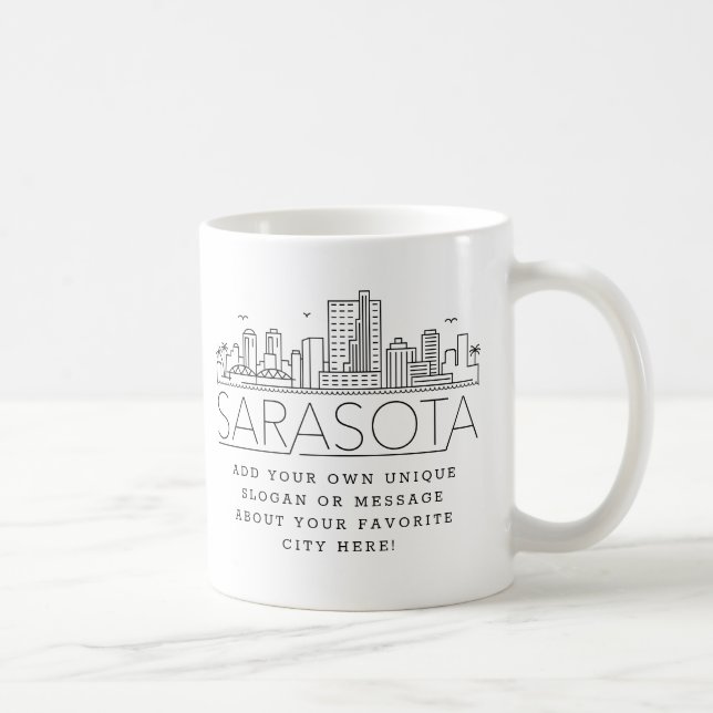 Sarasota Stylized Skyline | Custom Slogan Coffee Mug (Right)