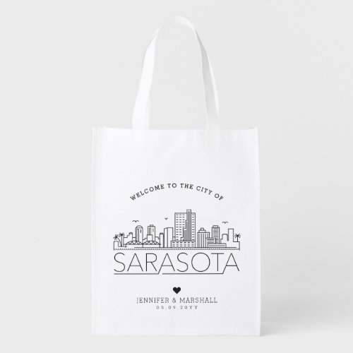  Sarasota Wedding  Stylized Skyline Grocery Bag
