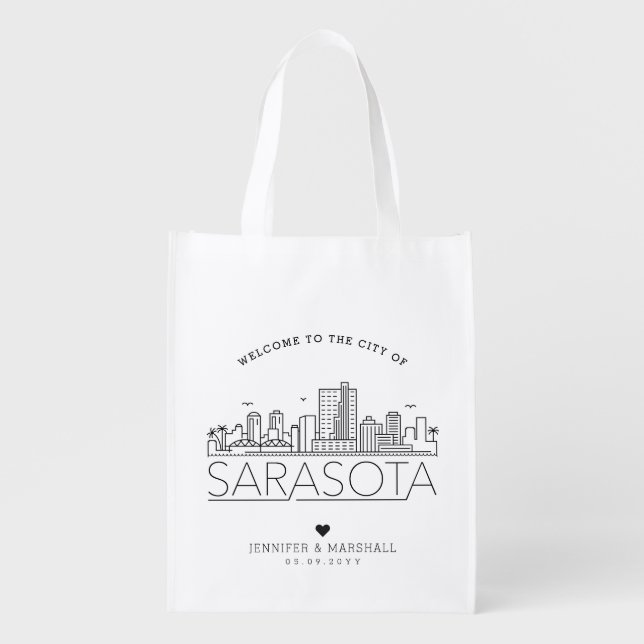 Sarasota Wedding | Stylized Skyline Grocery Bag (Front)