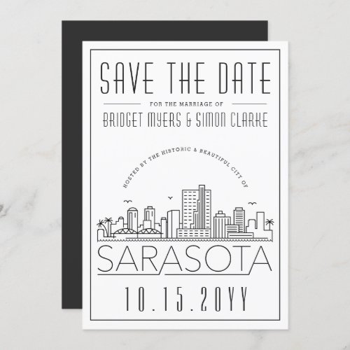  Sarasota Wedding  Stylized Skyline Save the Date Invitation