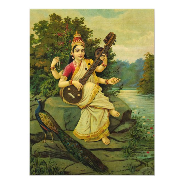 Saraswati, Goddess of Music by Raja Ravi Varma Photo Print (Front)