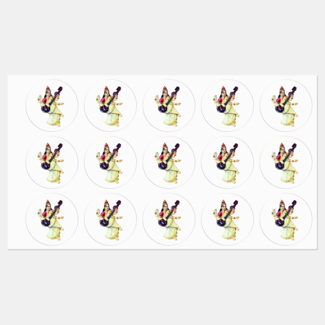 Saraswati, Hindu Goddess Labels (Sheet)