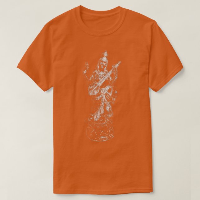 Saraswati Hindu Goddess Mantra Sanskrit T-Shirt (Design Front)