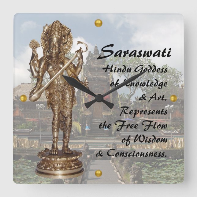 Saraswati in Bali Square Wall Clock (Front)