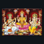 Saraswati, Lakshmi, & Ganesha Print (6" x 4")<br><div class="desc">A 6x4-inch print of Saraswati,  Lakshmi,  and Ganesha.</div>