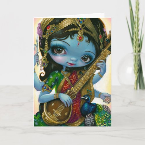 Saraswati Playing Veena Greeting Card