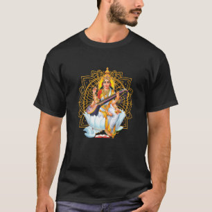 Saraswati Sacred Geometry Third Eye Isha Hindu Lin T-Shirt