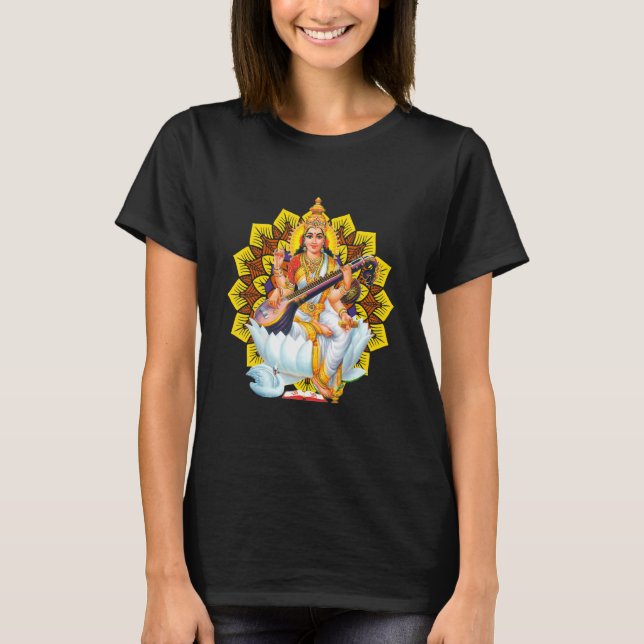 Saraswati Sacred Geometry Third Eye Isha Hindu Lin T-Shirt (Front)