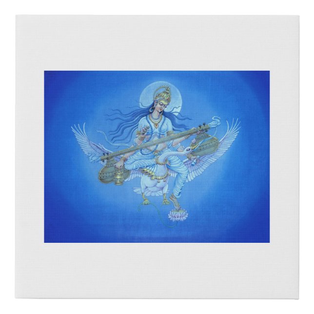 Saraswati - the goddess of Knowledge, Music & Art Faux Canvas Print (Front)