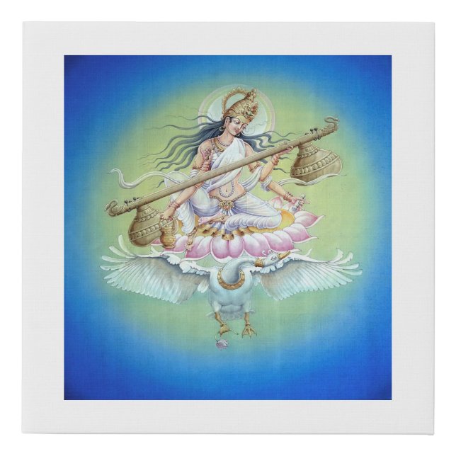 Saraswati - the goddess of Knowledge, Music & Arts Faux Canvas Print (Front)
