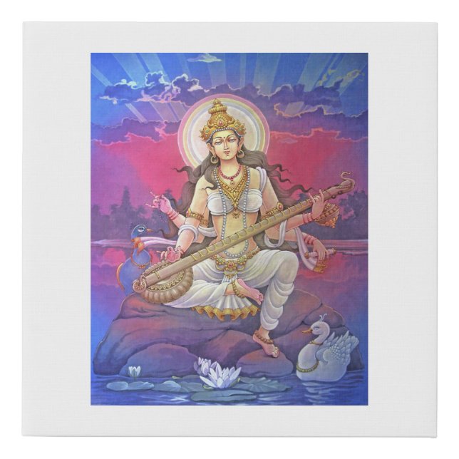 Saraswati - the Goddess of Knowledge, Music & Arts Faux Canvas Print (Front)