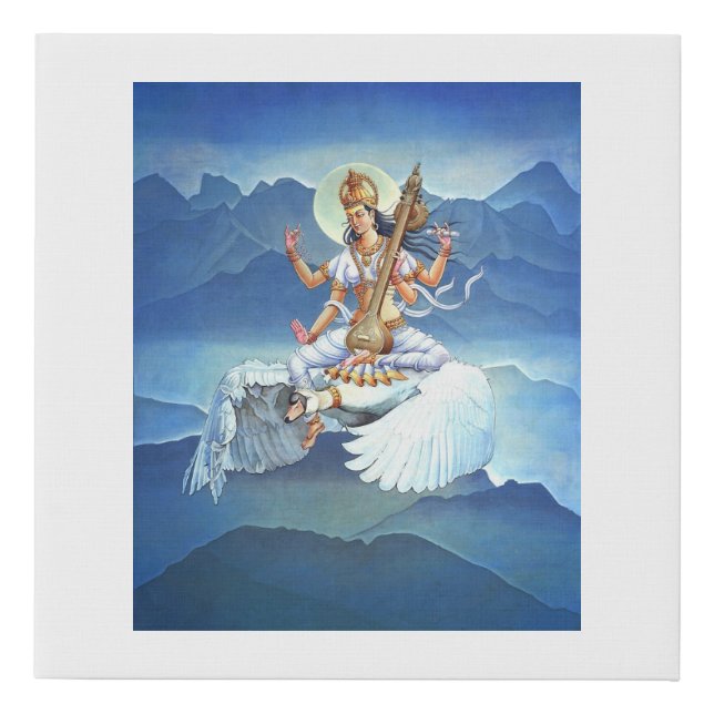 Saraswati - the Goddess of Knowledge, Music & Arts Faux Canvas Print (Front)
