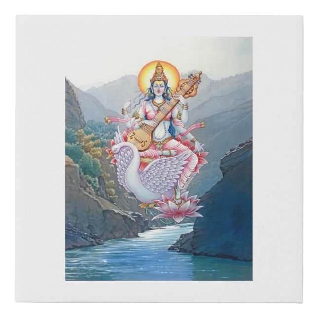 Saraswati - The goddess of Knowledge, Music & Arts Faux Canvas Print (Front)