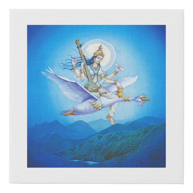 Saraswati - The goddess of Knowledge, Music & Arts Faux Canvas Print (Front)