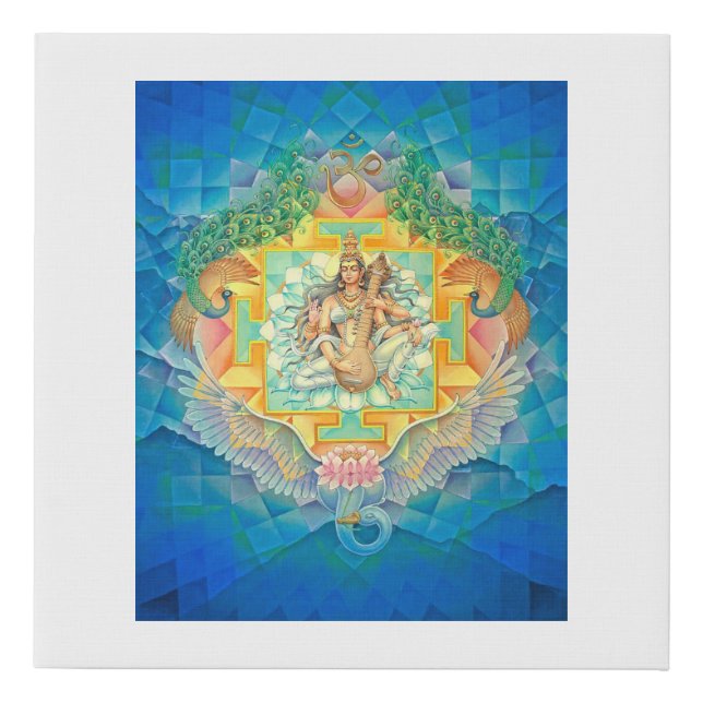 Saraswati Yantra Faux Canvas Print (Front)