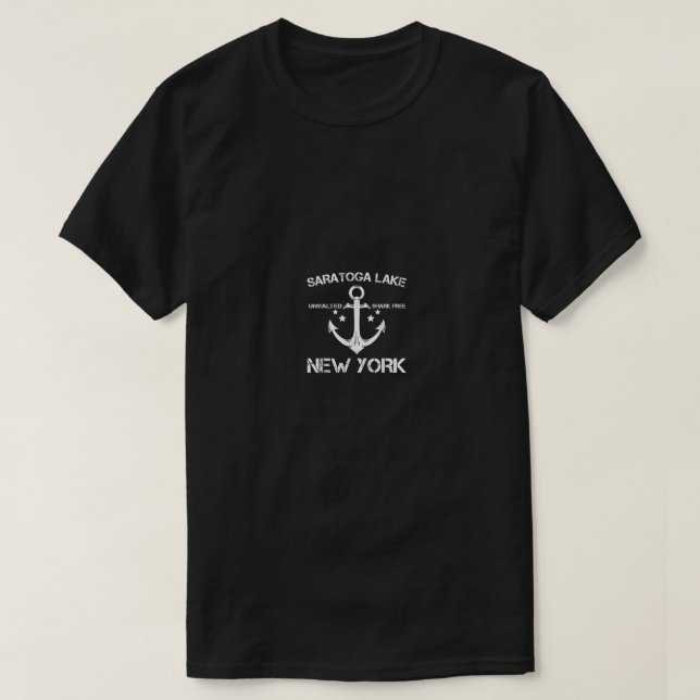 SARATOGA LAKE NEW YORK Funny Fishing Camping Summe T-Shirt (Design Front)