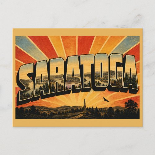 Saratoga New York Hudson River Forest Art Postcard
