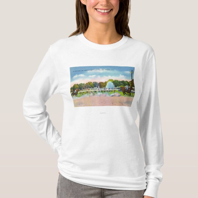 Saratoga Race Track Finish Line View T-Shirt (Front)