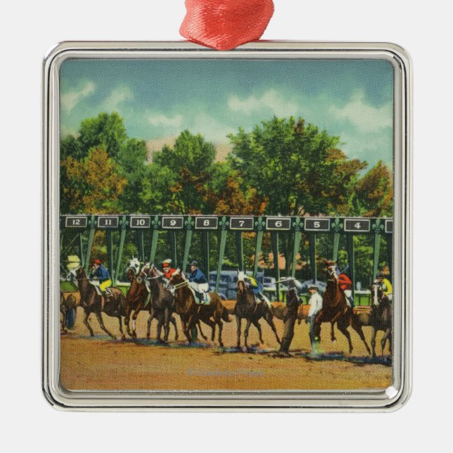 Saratoga Race Track Starting Line View Metal Ornament (Front)