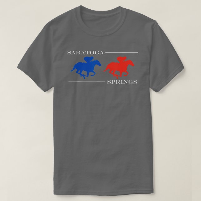 Saratoga Springs New York Horse Racing Jockey T-Sh T-Shirt (Design Front)