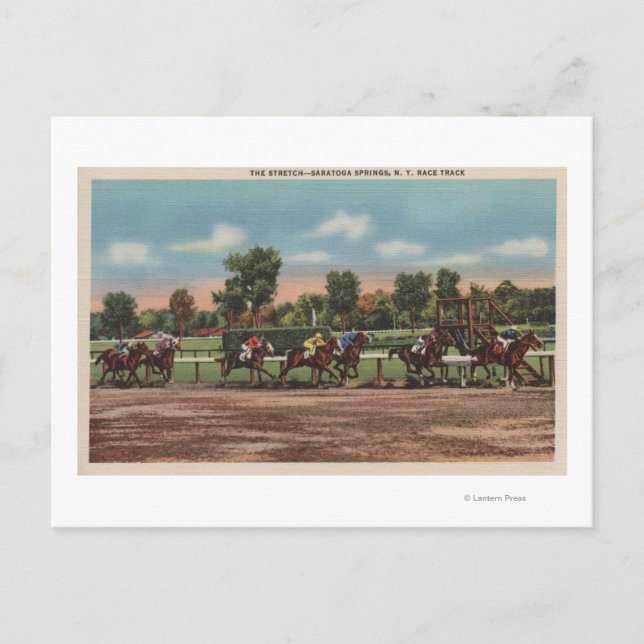 Saratoga Springs, NY - Horse Race Track Scene Postcard (Front)