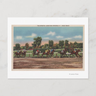 Saratoga Springs, NY - Horse Race Track Scene Postcard