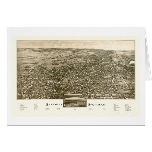 Saratoga Springs, NY Panoramic Map - 1888 Cards (Front Horizontal)
