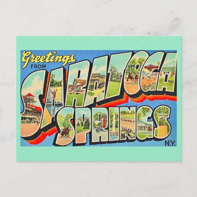 Saratoga Springs NY Retro Postcard (Front)