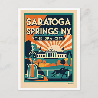 Saratoga Springs NY Retro Travel Postcard