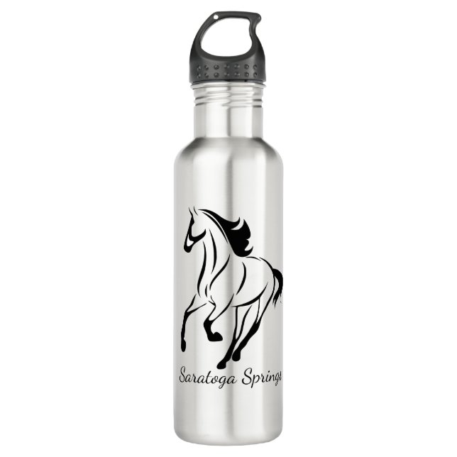 Saratoga Springs Racing Horse Stainless Steel Water Bottle (Front)