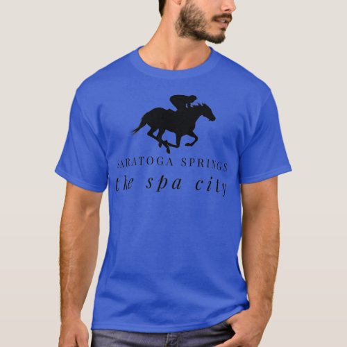 Saratoga Springs Racing Horse with Jockey T_Shirt