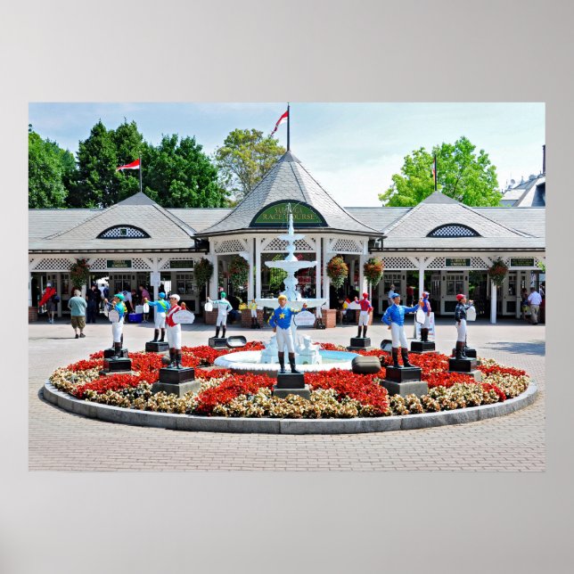 Saratoga's Iconic 12 Stakes Winning Lawn Jockeys Poster (Front)