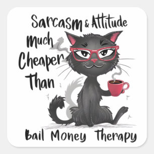Sarcasm & Attitude Funny Cat Lover Gift Square Sticker
