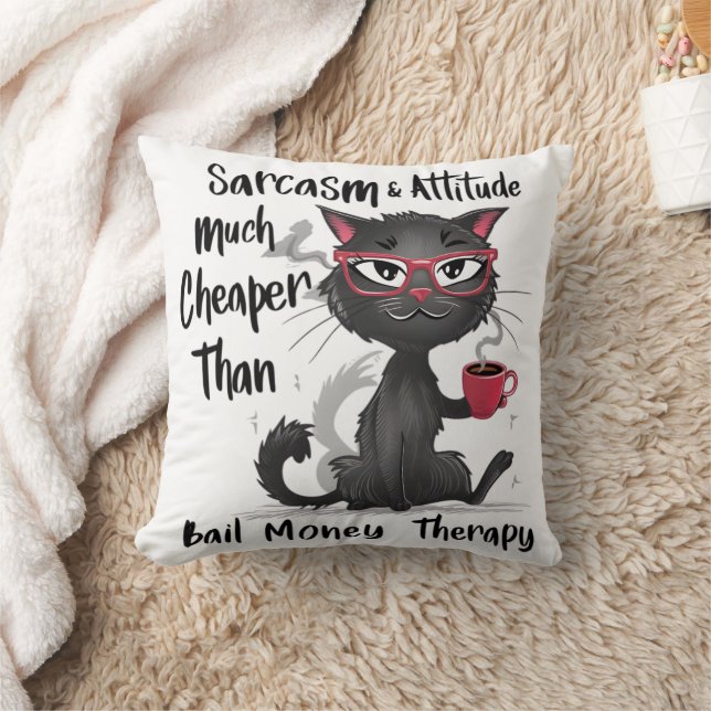 Sarcasm & Attitude Funny Cat Lover Gift  Throw Pillow (Blanket)