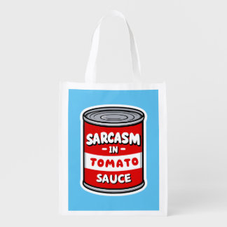 Sarcasm in tomato sauce grocery bag