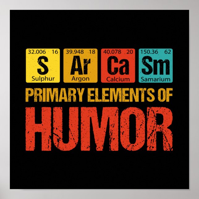 Sarcasm Primary Elements of Humor Poster (Front)