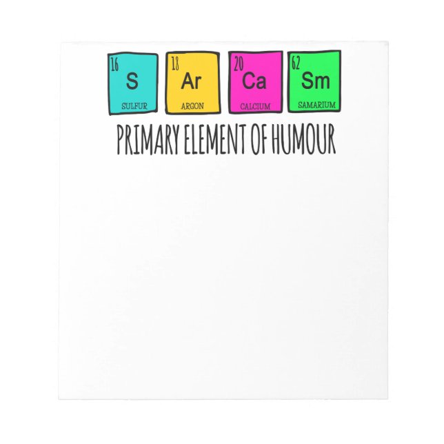 Sarcasm Primary Elements Of Humor Science Latte Mu Notepad (Front)