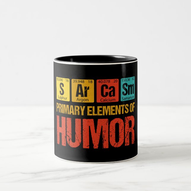 Sarcasm Primary Elements of Humor Two-Tone Coffee Mug (Center)