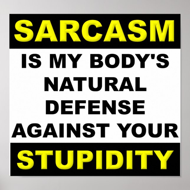 Sarcasm Stupidity Defense Poster Sign Funny (Front)