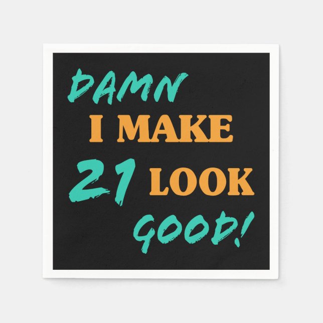 Sarcastic 21st Birthday Attitude Napkins (Front)
