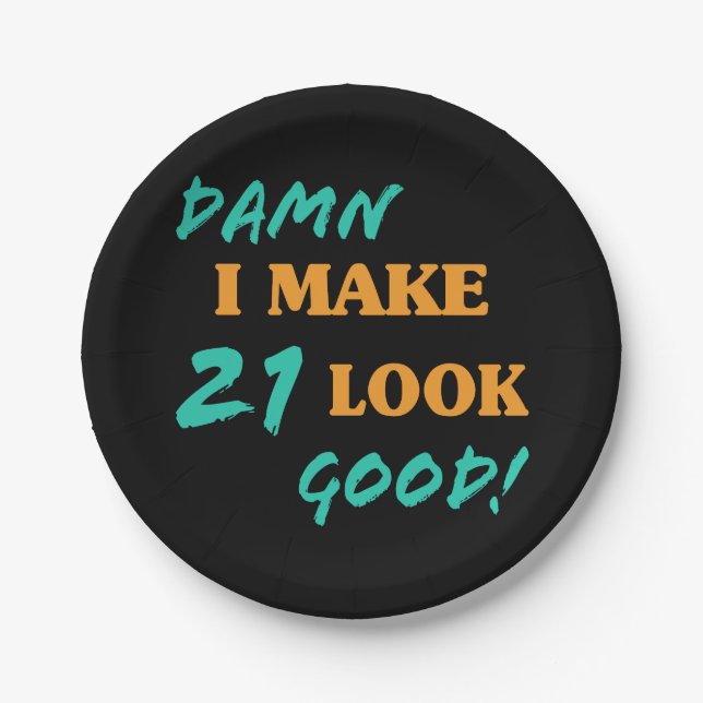 Sarcastic 21st Birthday Attitude Paper Plates (Front)