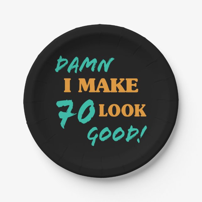 Sarcastic 70th Birthday Attitude Paper Plates (Front)
